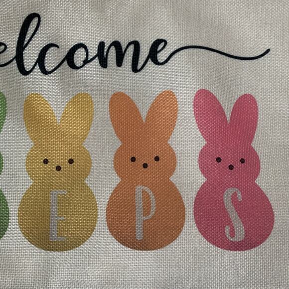 Easter Bunny Peeps Pillowcase Set of 2 Pillow Covers Rabbit Peeps Welcome 20x12 - Picture 12 of 14
